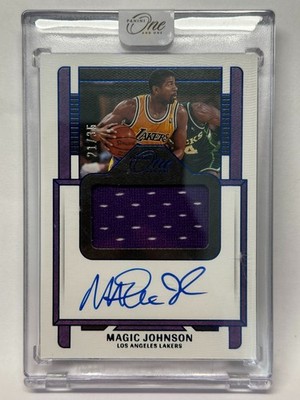 2022-23 Panini One And One Magic Johnson Autographs Jersey Blue Auto /35