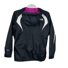 The North Face Girl  s Hyvent Jacket Black Girls Large 14/16 Hood Pink Lining