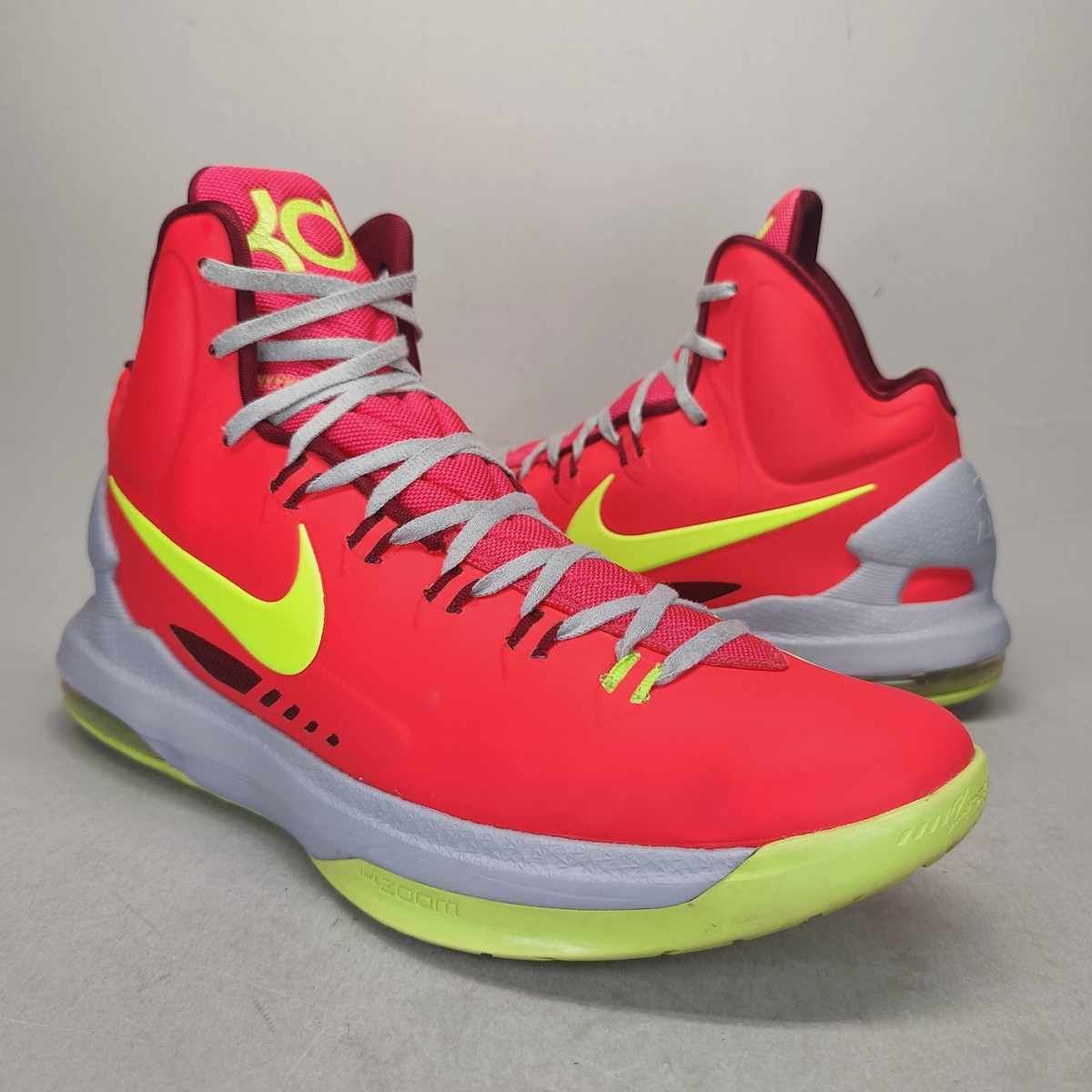Nike KD V DMV Bright Crimson Volt Wolf Grey Mens Size 12