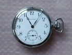 Waltham Pocket Watch Manual Wind White Dial 57x44mm Silver Tone Working Vintage