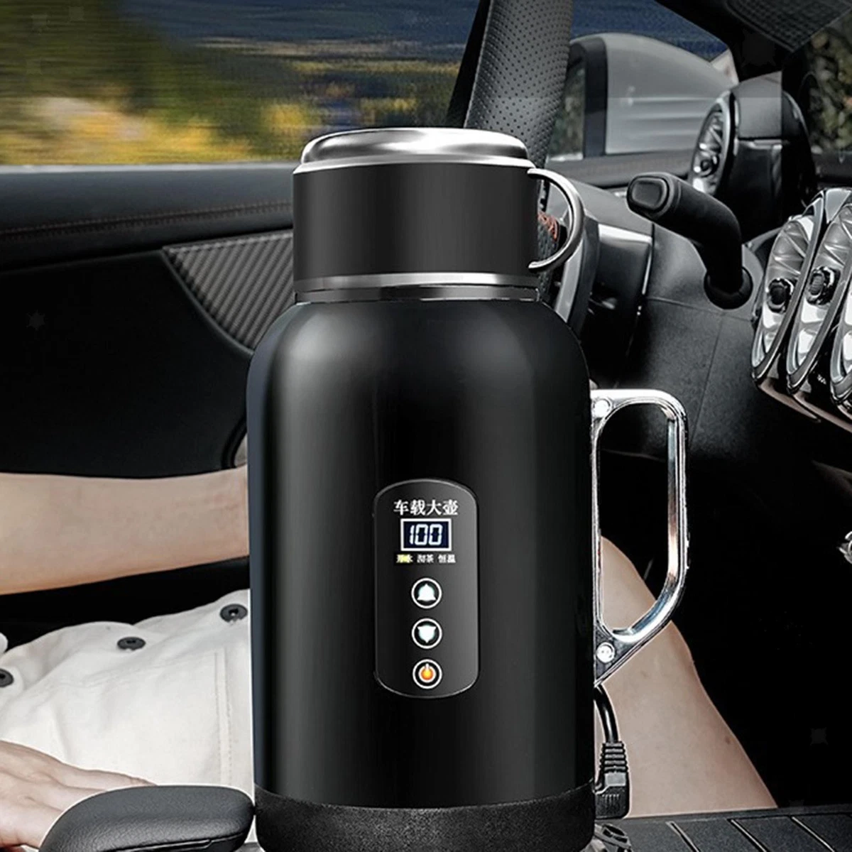 Caffettiera Elettrica 600 W Riscaldamento Rapido Spina UE 220 V Acciaio Inossidabile 500 Ml Doppia Protezione con Manico Rimovibile per caffè (Black