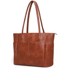 Large Tote Bag for Women Work Vegan Leather 23L Womens Tote Purse with Zipper...