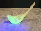 Fenton Custard Uranium Glass Bird of Happiness Hand Painted Artist Signed Glows