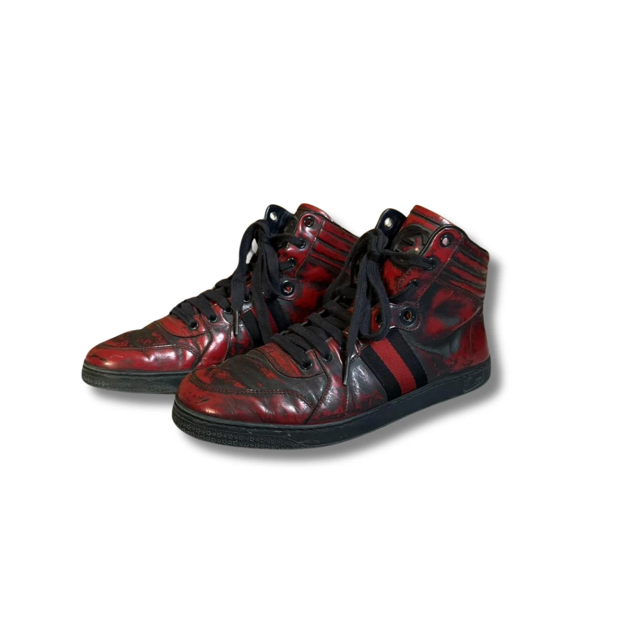 Baskets montantes homme Gucci logo « GG » noir/rouge en cuir TAILLE 8,5 G / US 9,5