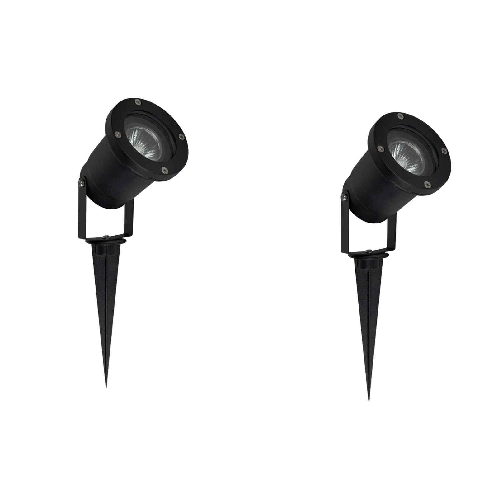 2 x Ground Spike/Wall Mounted Aluminium IP65  Black Finish Outdoor Light GU10