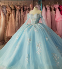 Quinceanera Dresses 3D Flowers With Cape Sweet 16 Party Prom Ball Gowns