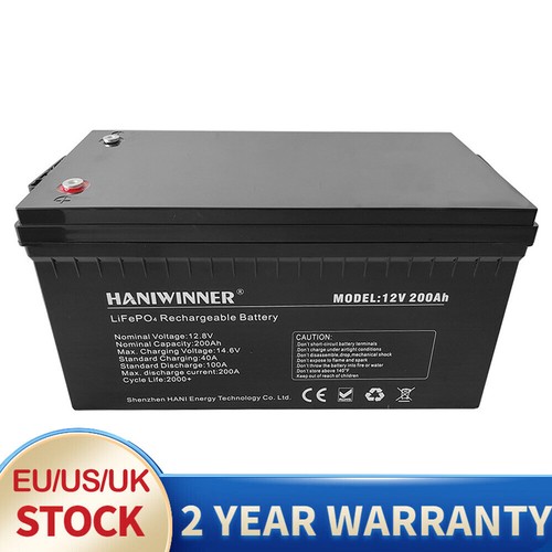 LiFePO4 Battery Pack Power 12V 200Ah 2560Wh Energy 4000 Cycles Solar Inverter
