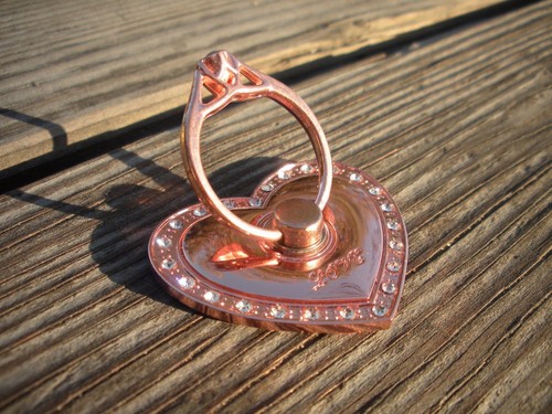 2 PACK UNIVERSAL 360 Rotating CellPhone Finger Ring Stand Holder ROSE GOLD HEART - Picture 5 of 6