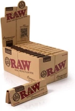 AUTHENTIC Raw Classic Connoisseur 1 1/4 Size with Tips Rolling Paper 24 Box