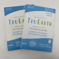 2 Tru Earth Eco-Strips Laundry Detergent 32 Loads Each Fresh Linen 64 Loads Tota