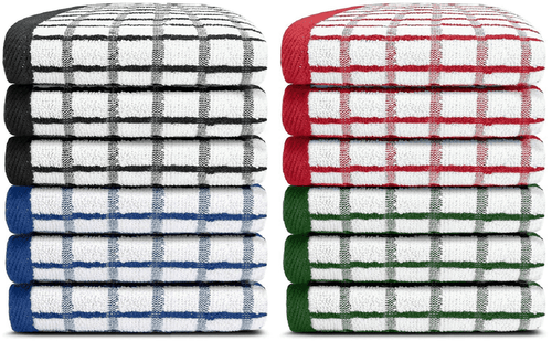12 Pack Premium Dish Cloths for Kitchen Heavy Duty 100% Cotton 12x12 in Multi - Picture 2 of 8