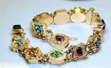 Oval Cut Simulated Multi Gemstone Tennis Bracelet Yellow Gold Plated Silver 925