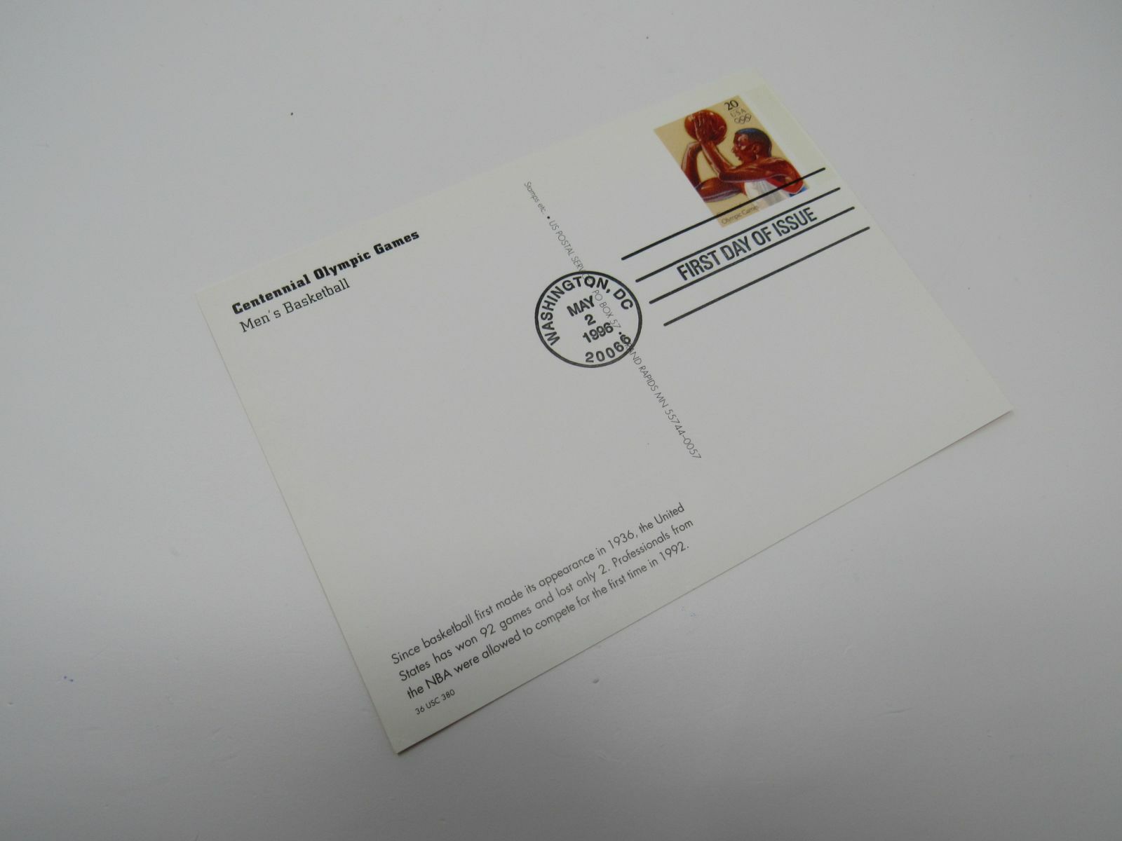 USPS Scott UX257 Vintage 20c Centennial Olympic Games Atlanta First Day of Issue