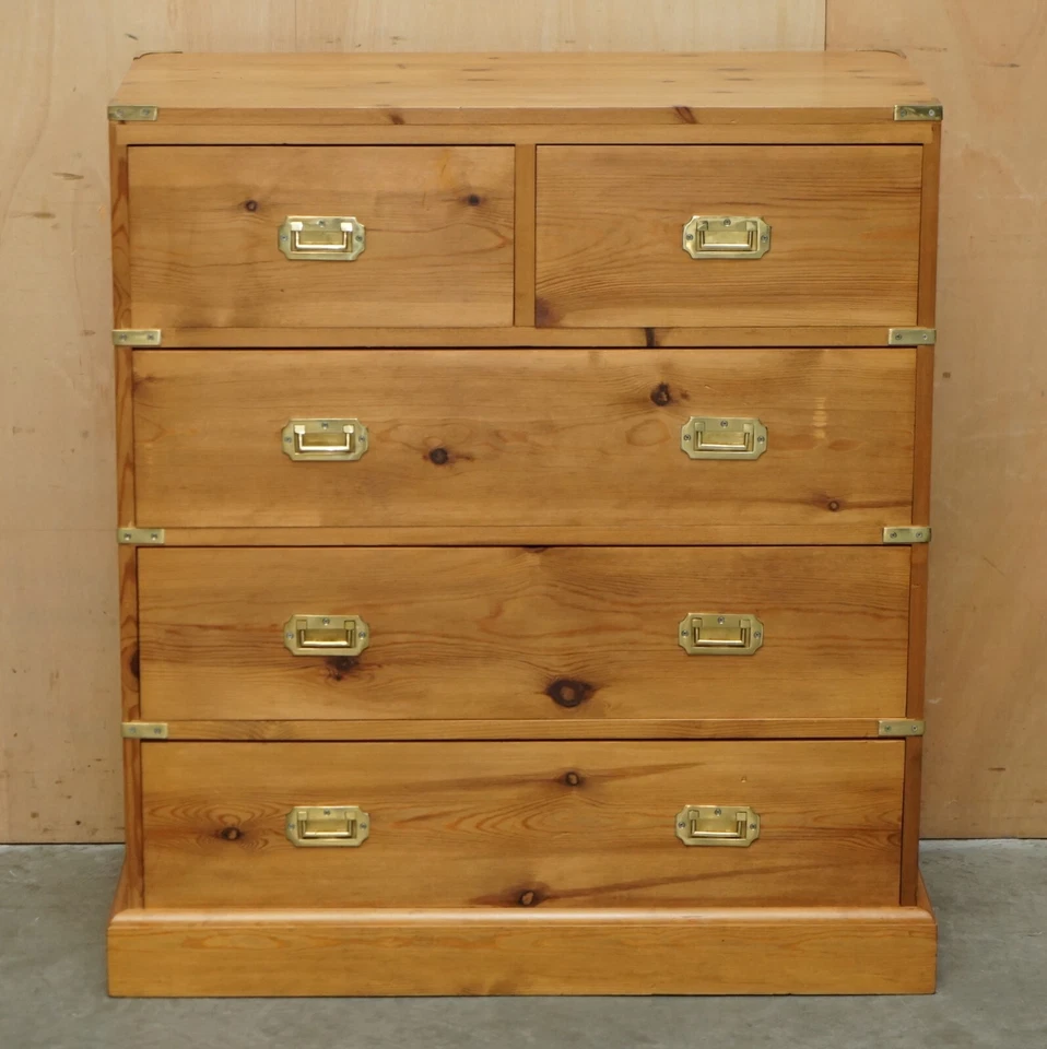 IMPRESIONANTE CONJUNTO DE CÓMODAS Y MESAS AUXILIARES VINTAGE DE CAMPAÑA DE PINO INGLÉS Foto 3 de 4