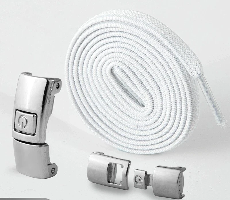 lacci elastici per scarpe con clip colore bianco unisex per adulti e bambini - Immagine 3 di 3