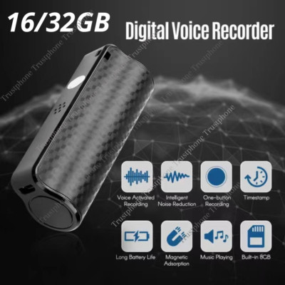16GB 32GB Spy Magnetic Recording Device Voice Activated Mini Audio Recorder MP3