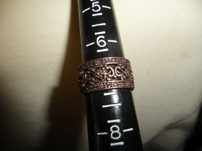 MCM BRONZE TONE FILIGREE CUT OUT BAND SZ 7 x 3/8'' W RING #20/14A