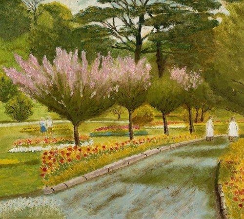 VINTAGE LANDSCAPE OIL PAINTING TRENNANCE GARDENS NEWQUAY CORNWALL R CHARLES - Picture 10 of 24
