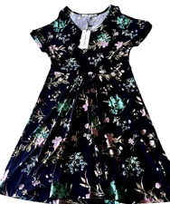 Collective Concepts Cold ShoulderBlack With Multi Floral Dress MSRP$79 Sz SP NWT