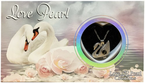 Swan Love Wish Pearl Pendant with 16" Stainless Steel Necklace - Bild 1 von 5