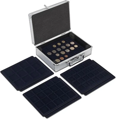 MATANA Premium Aluminium Lockable Coin Storage Case with 6 Trays for 100+ Coins