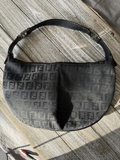 FENDI Small Leather Trimmed Zucchino Hobo