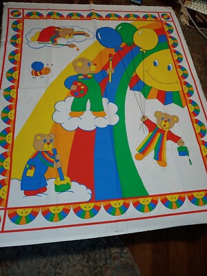 F.C.I. Fabric Rainbow Balloon Bears Craft Fabric Panel 34x41''