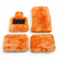 Genuine Orange Sheepskin Car Floor Mats fits Rolls Royce Phantom 2018 - 2025