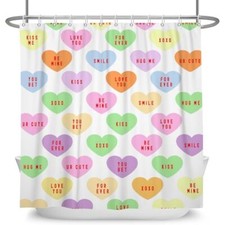 Valentines Day Shower Curtain Colorful Heart Love You Shower Curtain 72x72