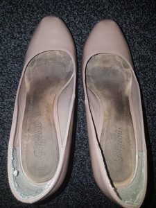 worn high heels