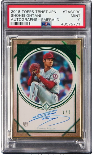 2018 Topps Transcendent Shohei Ohtani Emerald RC AUTO 1/3 PSA 9