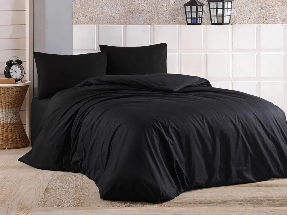 Luxury Bed 800TC Duvet/Sheet Set/Fitted 100%Egyptian Cotton Black Solid US Queen - Image 4 of 4
