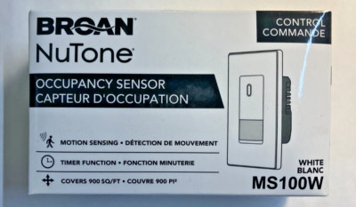 Broan NuTone MS100W Control Occupancy Sensory Motion Sensor light timer switch 