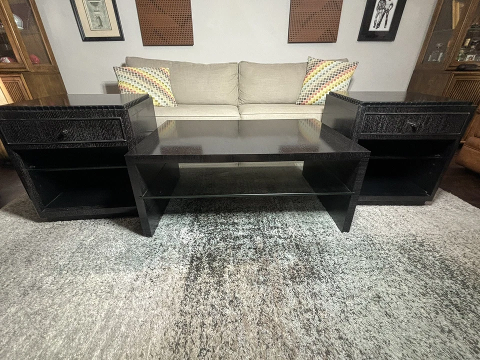 Ralph lauren Home Ebonized Coffee Table And Matching Side Tables - Image 3 of 4