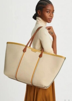 TORY BURCH PERRY CANVAS OVERSIZED TOTE $598 | eBay