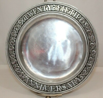 *Vintage Wilton Armetale Pewter Reynolds Wrap Twenty Fifth Anniversary Plate H9