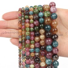 Natural Multicolor Tourmaline 4/6/8/10mm Round Gemstone Loose Beads 15'' Strand