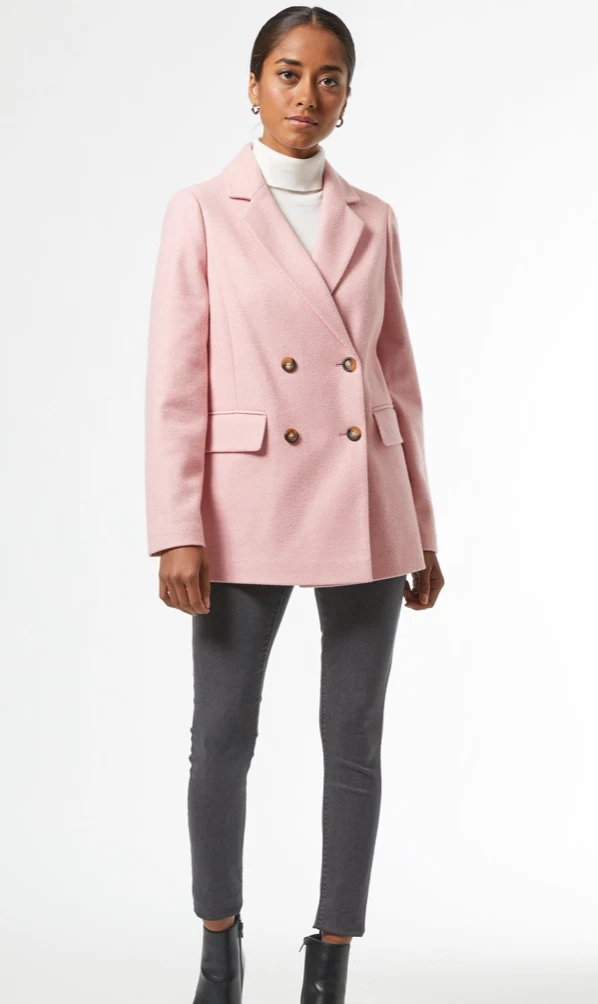 DOROTHY PERKINS Pink Jacket UK 8 Petite Double Breasted Smart Coat £50 |  eBay