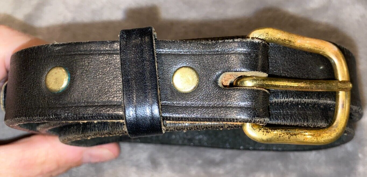 TORY LEATHER 26 ENGLISH BRIDLE LEATHER BELT BLACK WITH BRASS BIT