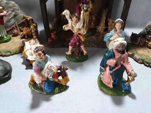 Fontanini Christmas Nativity Scene + Italy Figures Plaster Paper Mache Vtg - Picture 6 of 15