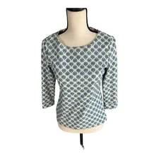 Ellie Kai Womens Size 00 Blue, Green, White Leaf Print Nylon Spandex Top