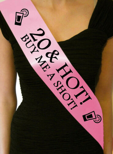 Baby Pink 20 & Hot Buy Me A Shot Birthday Sash New Party 20th Age Gift Sashes - Picture 1 of 1