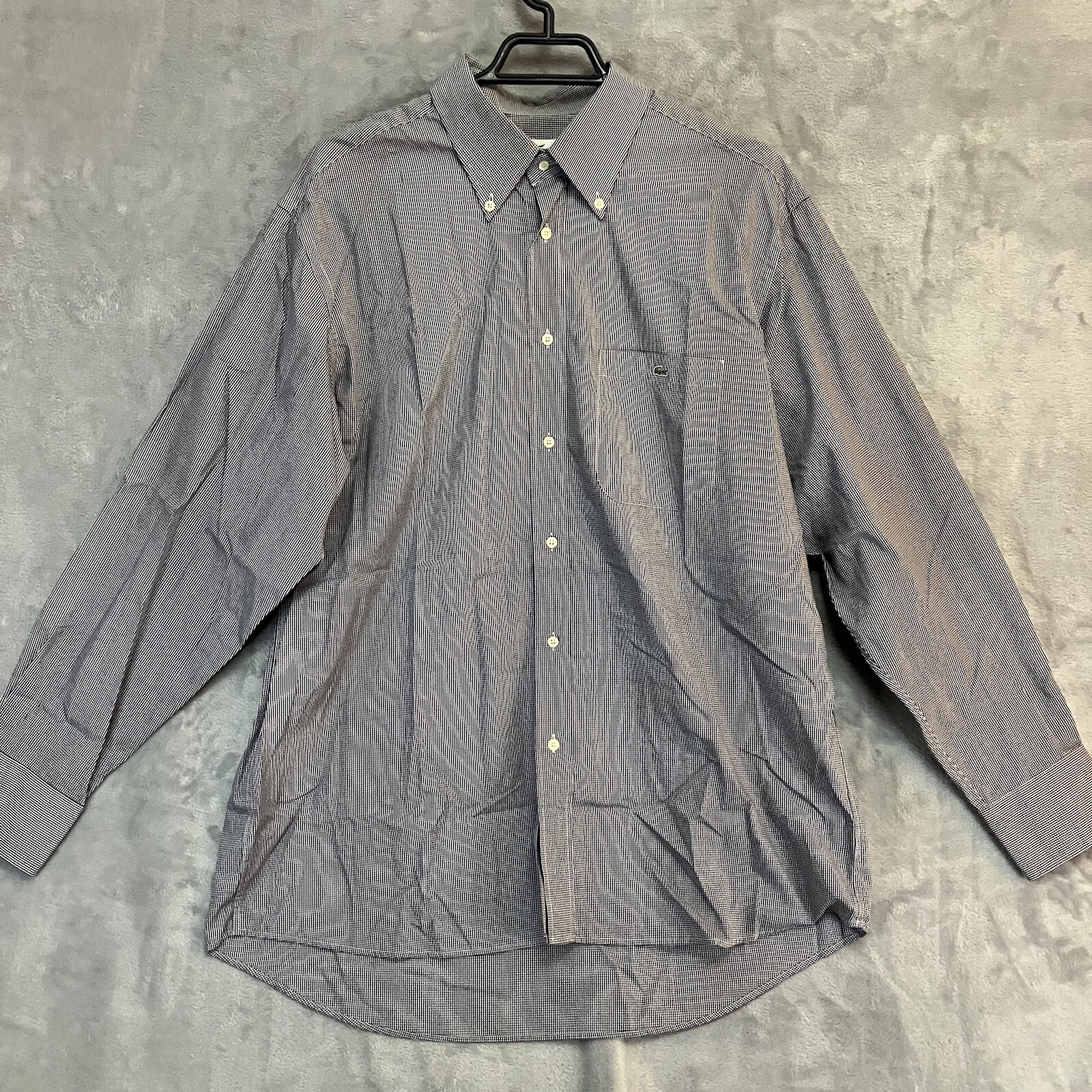 Lacoste Shirt Mens Size 45 (XL) Brown Black Pin Stripe Long Sleeve 100percent Cotton