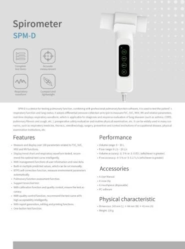 spiromètre poumon respiratoire diagnostic poumonFVC,SVC,MVV,MV+PC logiciel SPM-D - Photo 2/4