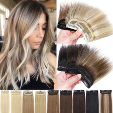 Thick Hair Pad Topper Clip In Remy Human Hair Extensions Short Hairpiece Blonde