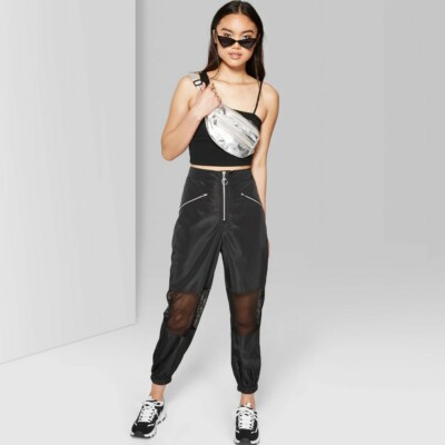 black high waisted utility pants