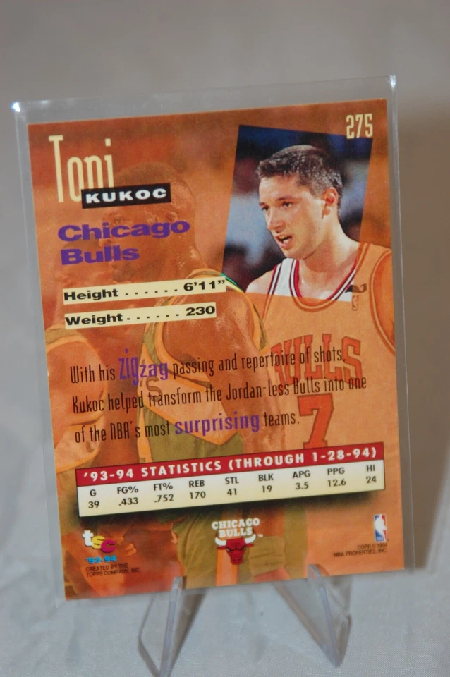 1993-94 Topps Stadium Club New Wave 1st Day Issue Toni Kukoc #275 - Image 2 of 2