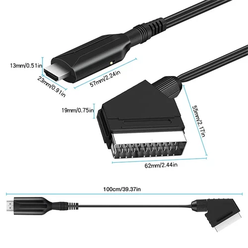 SCART To HDMI Adapter Cable 1-Meter Converter Converter HD Video Audio HD TV - Imagen 5 de 9