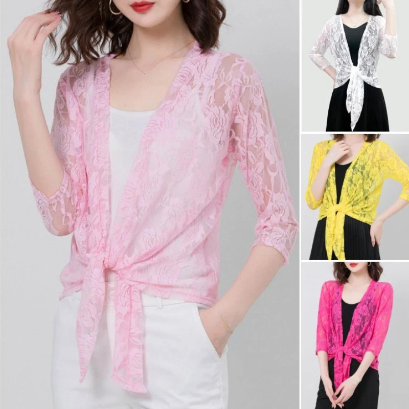 Cardigan Corto In Velluto Per Donna - Bolero Coprispalle Con Maniche A 3/4 E Polsini Arricciati, Aperto Sul Davanti, Taglie S-2XL (Nero, Viola, Verde Lago, Blu Reale, Rosso Vino)