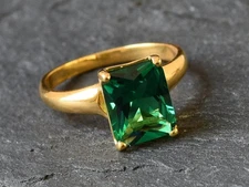 3.00 Ct Emerald Cut Natural Emerald & Diamond Wedding Ring 14k Yellow Gold 8